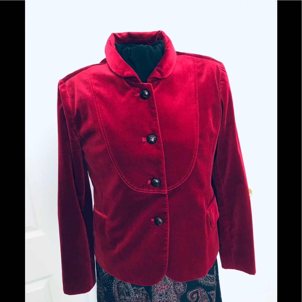 Red velveteen jacket Orvis sz 12